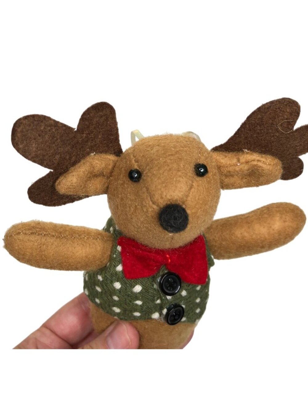 Christmas Ornament Reindeer Stuffed Animal Plush Bowtie Moose Holiday Tree Wreat